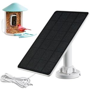 Solar Panel for Bird Feeder Camera, 3W Continuously Power Supply for Your Bird Feeder Camera, Type-C Plug