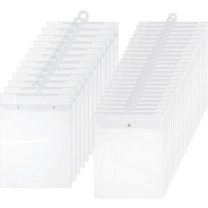 36 Pcs Hanging Storage Bags, Clear PVC Plastic Bags with Large Hook, Reusable Dustproof Storage Bags with Snap Button Closure for Classroom, Library, Pharmacy, Office, 10 x 12.6" & 12.2 x 16.9"