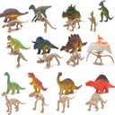 Winbar Mini Dinosaur, 24pcs Mini Dinosaur Figures and Skeletons Plastic Small Toys Little Dino Figurine for Dino Cake Topper, Easter Eggs Filler Party Favor Supplies
