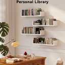 Floating Bookshelves for Wall - Wall Mounted Bookshelf Set of 4, U-Shaped Hanging Bookshelf for Bedroom, Living Room & Office, Wall Book Shelf for Home Decor & Storage (4, White, 17 Inches)
