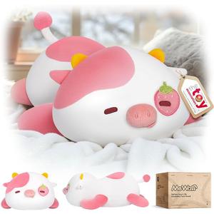 Mewaii Strawberry Cow Plush Pillow Cute Plushies, Squishy & Huggable, 13 in | Cuddly Cow Stuffed Animal Pillow, Low-Shedding, PP Cotton Fill, Machine Washable, Desk Decor, Gift For Kids & Cow Lovers