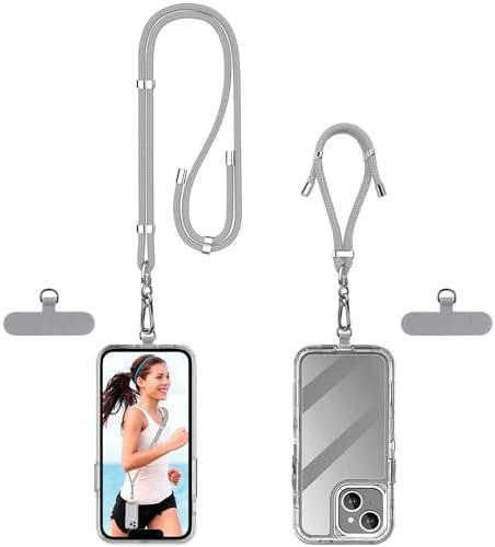 Set of 2, Phone Lanyard- 1 x Adjustable Neck Strap,1 x Wrist Strap,2 x Pads,Universal Crossbody Cell Phone Lanyard for Travel Essentials,Wrist lanyards for Keys,ID Badges,Compatible with Most Smartphones