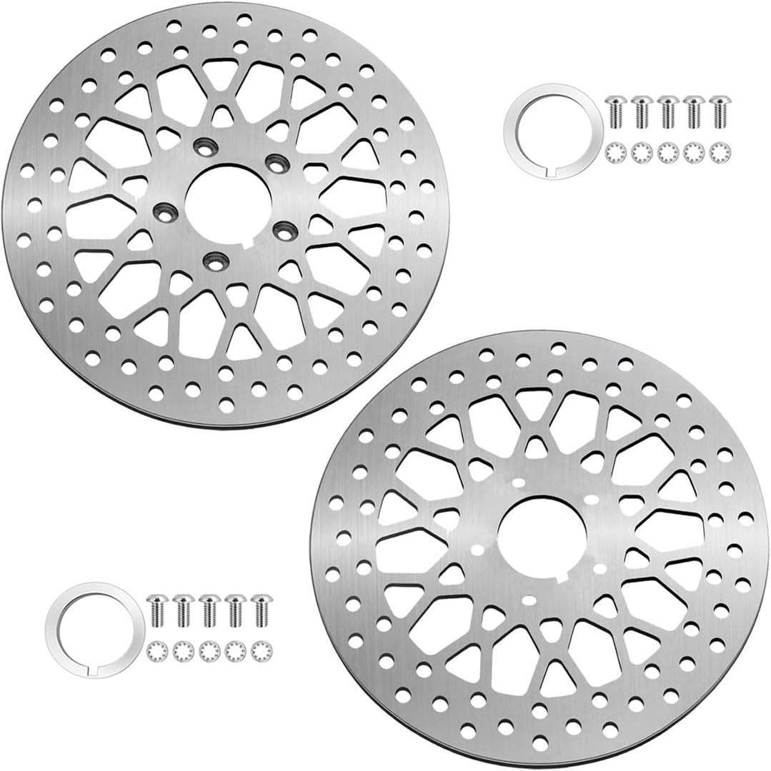 Harley Brake Rotors 11.5-inch Front Rotors 2 Piece Compatible with Harley motorcycle on Electra Glide Road Glide Road King and other models Stainless steel brake discs brushed surface