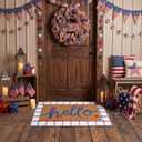 Dunzy 2 Pcs Patriotic 250th Anniversary Doormat Imitation Coir 4th of July Memorial Day Welcome Mat USA Independence Day Front Door Mat Nonslip Red White Blue Outdoor Indoor Rug Decor(Hello)