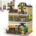 City Restaurant Building Blocks Set with LED, 1230Pcs Mini Brick Architecture Toy for Adults and Teen 14+