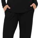 LUBOT 2026 Bamboo Viscose Pajamas Women Sets Pjs Soft Breathable 2 Piece V Neck Short/Long Sleeve Pants Sleepwear S-4XL (Black, S)