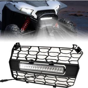SAUTVS Front Mesh Grill with Spotlight for 2024+ Polaris RZR XP 1000, Waterproof Black Mesh Grille with LED Accent Light Bar for Polaris RZR XP 1000/XP 4 1000 2024+ Accessories