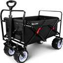 BEAU JARDIN Collapsible Folding Beach Wagon 460LBS Heavy Duty Foldable Wagon Grocery Utility Cart for Garden Sports Shopping Outdoor All Terrain Beach Wheel Black
