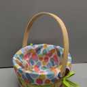 JOYIN Easter Wooden Basket with Liner, Portable Wood Buckets with Folding Handle, Easter Eggs Candies Party Favor Storage Container, Empty Gift Basket for Egg Hunt, Kids Party Treats & Picnic