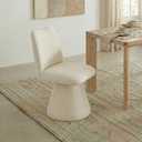 KISLOT Swivel Dining Chairs Set of 1, Modern Upholstered Dining Chair Mid Century Kitchen Chairs with High Back, 360 Degree Rotating Vanity Chair for Dining Room, Bedroom, Farmhouse, Sand