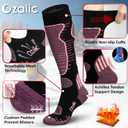 Merino Wool Ski Socks Mens Womens 2 Pairs for Skiing, Snowboarding, Thermal Knee High Winter Warm Sports Performance Socks, Size:La