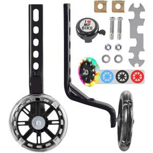 Training Wheels for Bike,Compatible for Bikes of 12/14/16/18/20 Inch, Flash Mute Wheel, 1 Pair (Black)