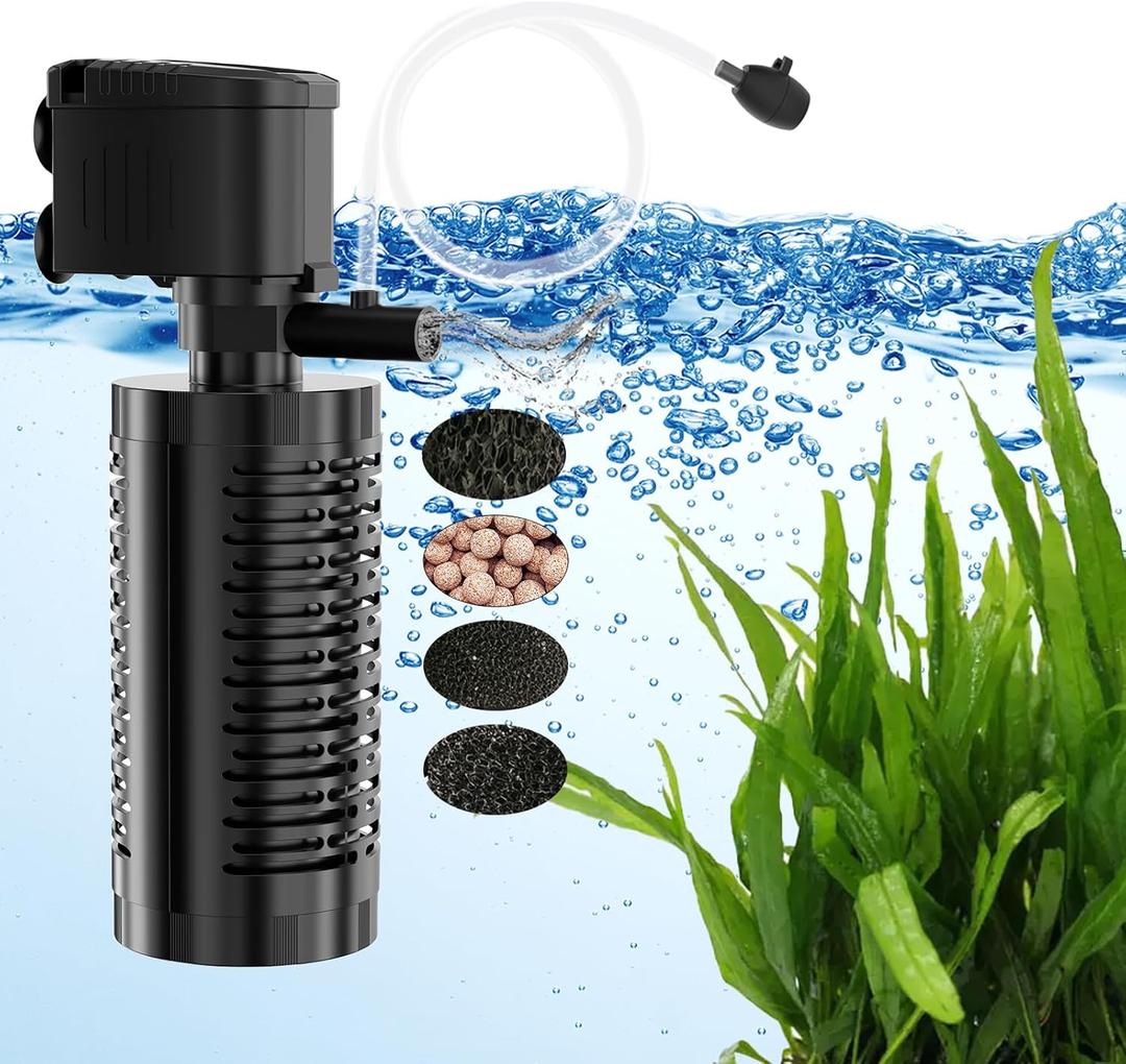 AquaMiracle True 4Stage Fish Tank Filter, Intank Submersible Aquarium Filter Internal Fish Filter with Aeration, for 1040 Gallon Aquariums
