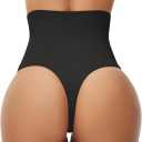 Niceuare Tummy Control Thong Shapewear for Women High Waist Body Shaper Underwear Seamless Comfortable Panty Thong (Black)