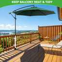 Lalafancy Balcony Umbrella Holder for Deck Railing, Post Deck Umbrella Mount Adjustable Brackets Clamp on Fence, Porch, Outdoor, Fits Pole ≤2'' & Post ≤3.9", White