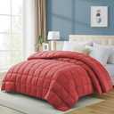 puredown Lightweight Down Feather Comforter, Thin Down Fiber Bedding All Season Full/Queen Size Soft Cover Ultra Lightweight Down Fiber Duvet Insert (90" x 88")