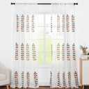 VOGOL Sheer Curtains 84 Inches Long, Colorful Leaves Embroidered White Sheer Window Curtain for Living Room/Dining Room, Rod Pocket, 52 x 84, 2 Panels