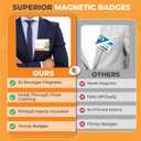 50 Pack of 4x3 Magnetic Name Badge Holders (White Printable Inserts Included) Customizable Magnetic Name Tags for Office, Conventions, School, and Events - Durable and Clear Plastic Name Tag Holder