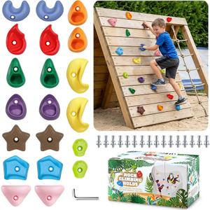 20PCS Kids Climbing Holds - Toddler Rock Climbing Toy Set with Hardware for Indoor/Outdoor Climbing Walls