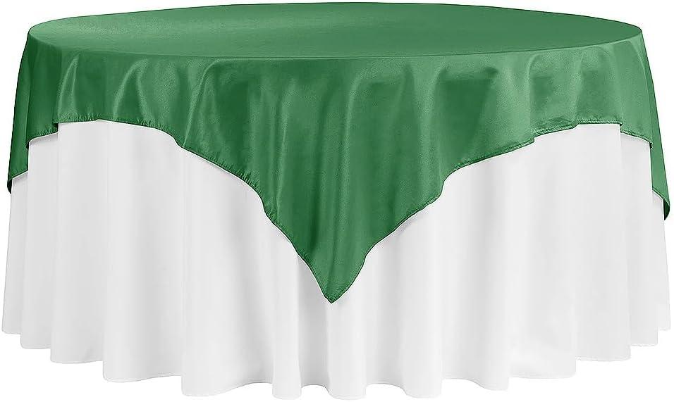 RCZ Decor Luxurious Emerald Green Square Satin Table Overlay - 54" (1 Piece) - Stunning Satin Material, Perfect for Elegant Occasions & Events