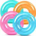 4Pcs 45in Inflatable Pool Float Toy Clear Round Pool Floaties for Adults Extra Large Swim Tubes Swimming Rings for Engagement, Wedding, Bachelorette Summer Beach Party