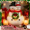 Snowman Couple Figurines with Christmas Wreath, Resin Christmas Snowmen Decorations, Snowman Tabletop Home Decor Statue for Tabletop Ornaments