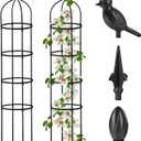 Garden Obelisk Trellis for Climbing Plants Outdoor 6 Ft Rose Bush Round Trellis for Pots Rustproof Metal Pipe with Plastic Coated Plant Flower Trellises for Clematis Vine Jasmine Support (Black)