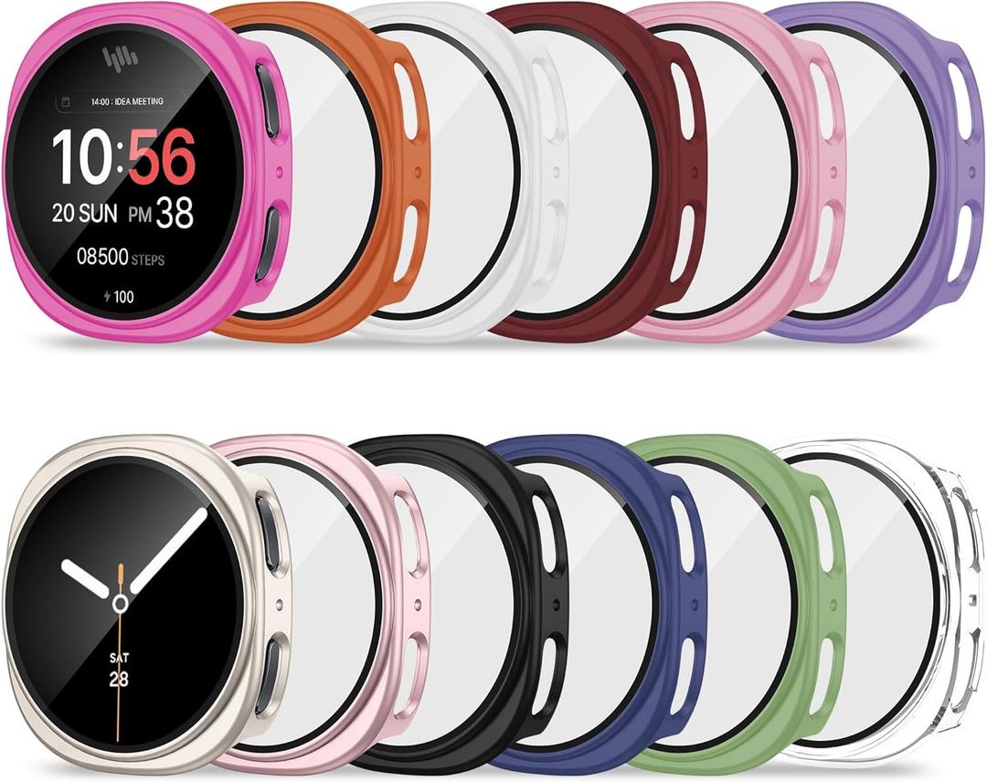 12 Pack Case for Samsung Galaxy Watch 8 44mm with Tempered Glass Screen Protector, Hard PC Scratch Resistant Protective Cover Compatible with Galaxy Watch 8 44mm