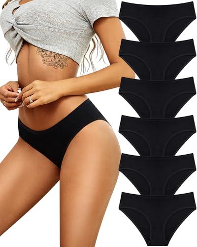ALL OF SHE Womens Underwear Cotton Hipster Panties Breathable Briefs Sexy Cheeky Stretch Ladies Bikini Underwear 6 Pack, XL