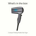Conair Travel Hair Dryer with Dual Voltage, 1875W Compact Blow Dryer with Folding Handle, Gray