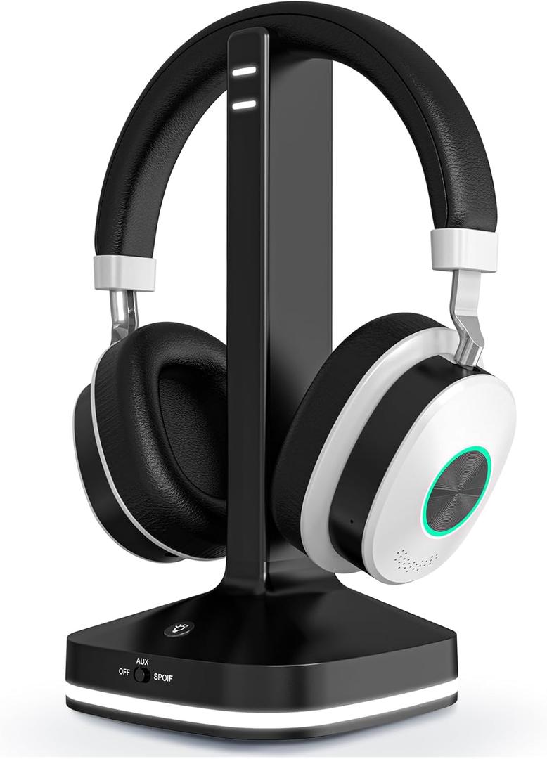 Wireless Headphones for TV Watching, TV Headphones Wireless for Seniors with Transmitter Charging Base, No Audio Delay Blutooth 5.4, Over Ear Headset with 3 Audio Modes, Gifts for Parents/Elderly