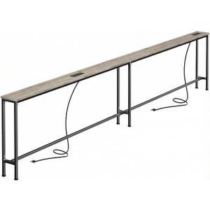 SUPERJARE Sofa Table with 2 Power Outlets and USB-C Ports, 5.9 Inch Narrow Console Table with Storage, Extra-Long, for Entryway Hallway Couch Behind Sofa, Small Spaces (Oak, 5.9"D x 110.2"W x 29.7"H)