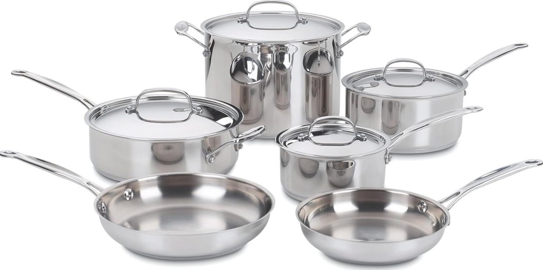Cuisinart Chef's Classic 10-Piece Stainless Steel Cookware Set, 77-10P1