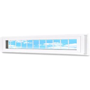 Vinyl Transom Household Fixed Window 12" x 72" White | Double Pane Window with Grids and Tempered Glass for House, Garage