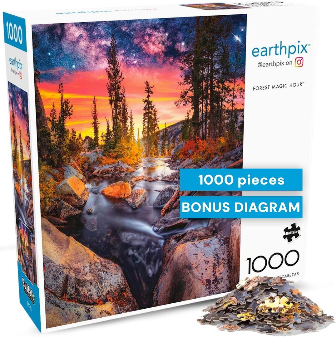 Buffalo Games - Forest Magic Hour - Earthpix - Scenic Landscape - 1000 Piece Jigsaw Puzzle for Adults - Challenging Nature Art Perfect for Game Nights - Finished Size is 26.75 x 19.75
