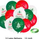 12 Pcs Christmas Party Balloons, 12-Inch Latex Balloons for Indoor and Outdoor Decorating Party Supplies Christmas Balloons Decorations