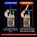 Torch Lighter, Magic Dual Flame Lighter Refillable Butane, Creative Adjustable Flame Windproof Lighter, Cool Jet Flame Butane Lighter for Men Women Friends Outdoor Candle (Without Butane) Black Dragon