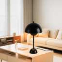 COSYLUX Modern Small Table Lamp for Bedroom, Cute Dome Shade Reflecting Light Reading Lamp for Living Room, Kid's Room, Study, Office, Beside Bedside Nightstand Desk Lamp(Bright Black)