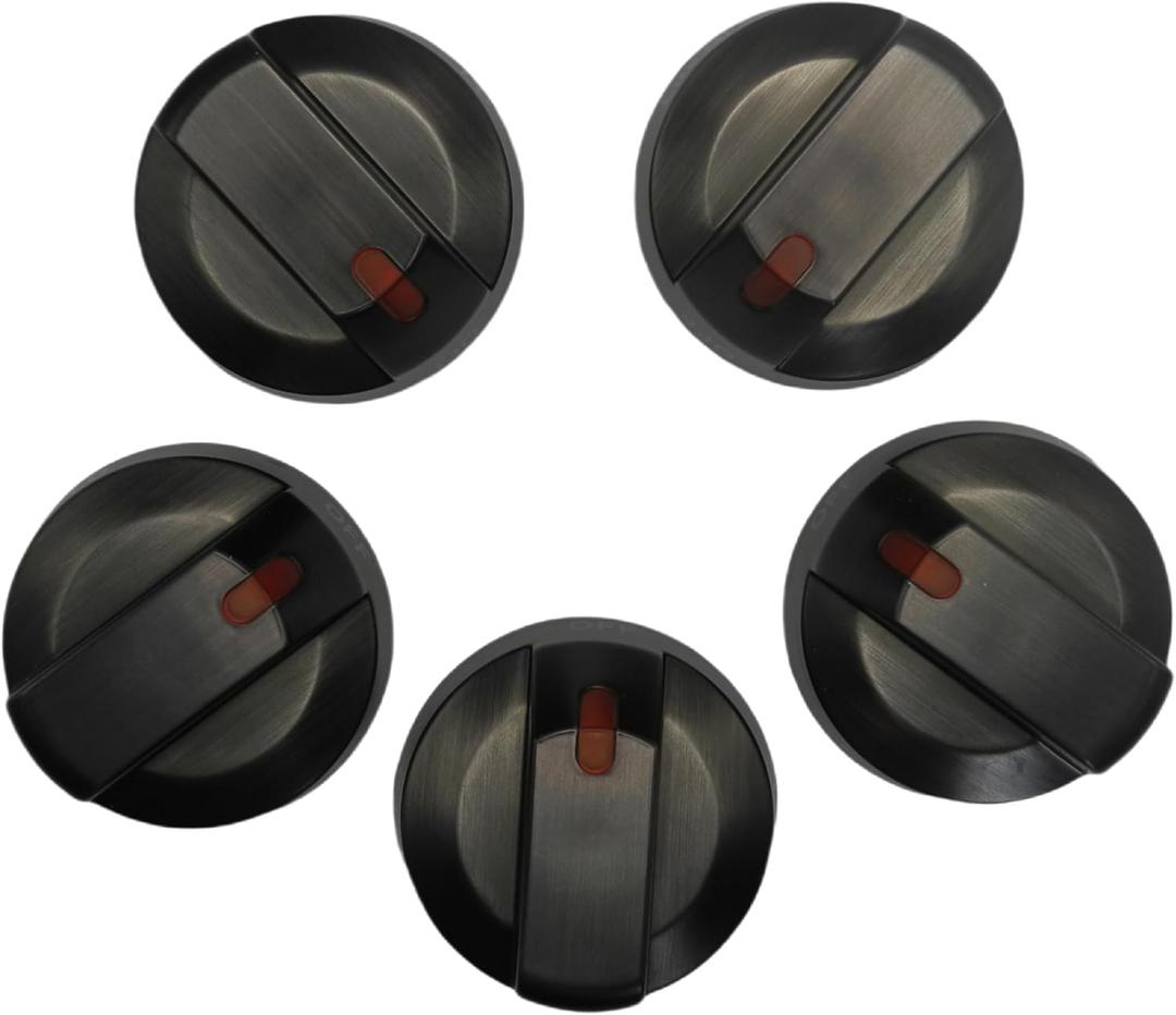 DG64-00473B Stove Knobs Black Stainless Steel for Samsung Gas Stove knobs with Samsung Range Oven NX58K7850SG NX58M6850SG NX58J7750SG NX58J5600SG 5 Pack