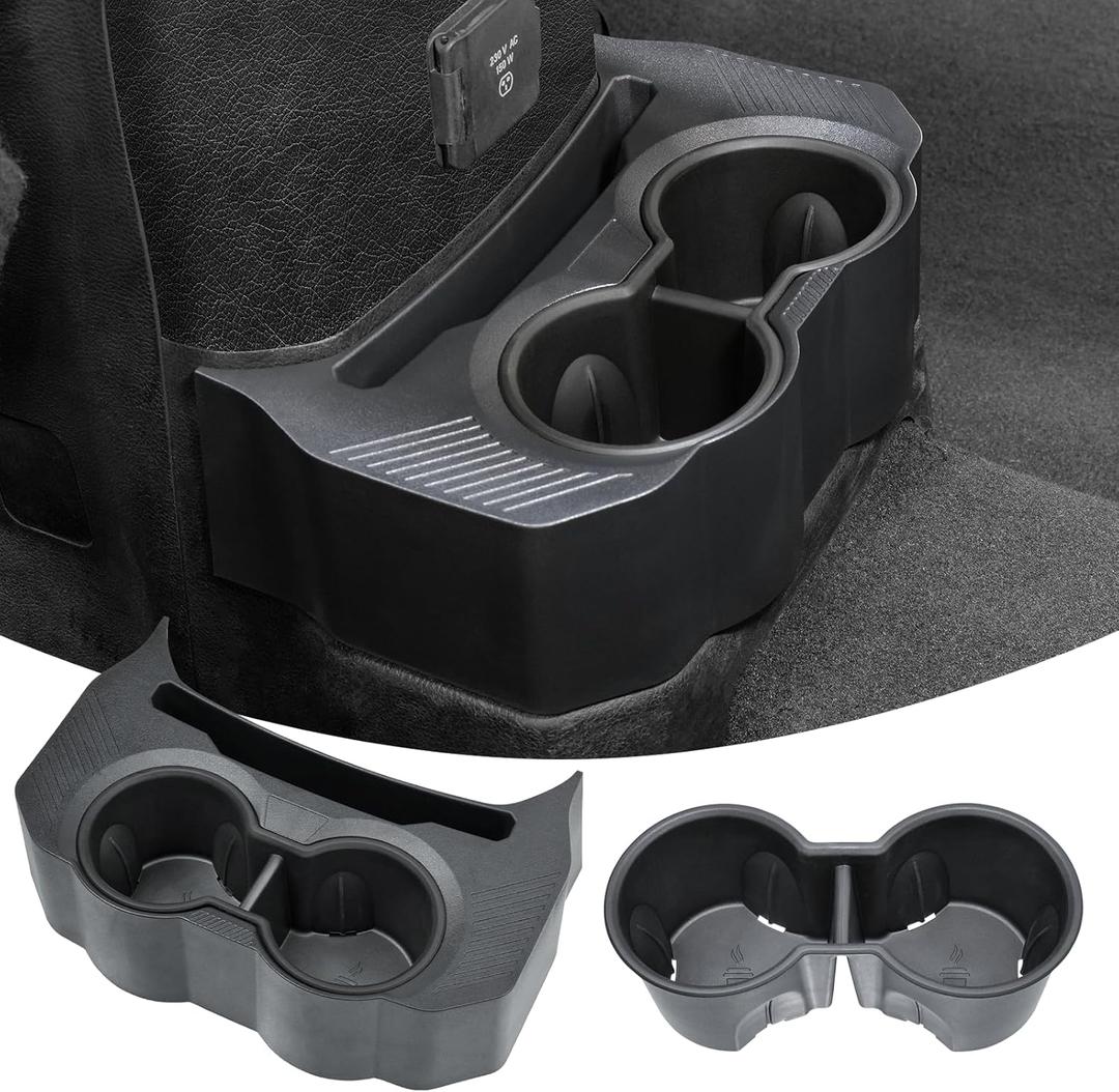 2-in-1 Jeep Rear Cup Holder with Removable Anti-Slip Pad and Dual Drink Tray, Floor Console Mounted Organizer with OEM-Style Fit, Easy to Install, Compatible with Jeep JL JLU & Gladiator JT 20182026