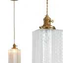 Oyisen Hanging Lamp, 6.5 Inchs Cuboid Glass Lampshade Farmhouse Pendant Lights Kitchen Island 6.5ft Braided Light Cord Hanging Light for Bedroom Hallway Light Fixture with Light Bulb