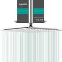 Square Rain Shower Head, High Flow Stainless Steel,Work with any decorative styleAll Metal Rainfall Shower Head (Chrome, 12)