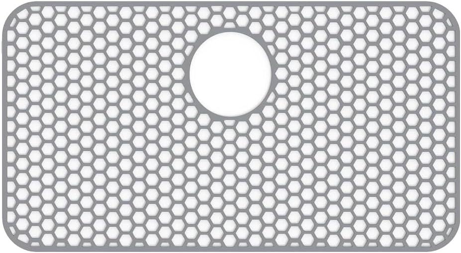 Silicone Sink Protectors for Kitchen Sink, 26"x14" kitchen Sink Mat Non-Slip Heat Resistant for Protection of Stainless Steel Sink and Tableware (Grey)