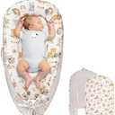 Jundetye Baby Lounger Cover for Boys Girls, Reversible Baby Nest Cover, Adjustable Baby Lounger Replaceable Cover for Infant Newborn, Portable and Machine Washable, Cotton Gray Elephant Cover Only