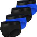 Men's Underwear Briefs Cotton for Men Soft Breathable Comfy U Pouch Brief (C:viscose Black&blue 4 Pack (Fly))