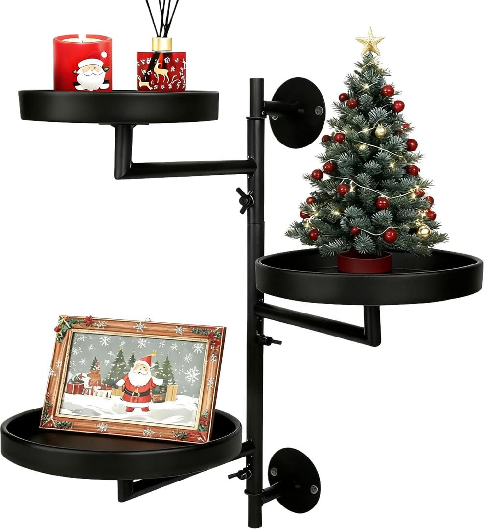 Rotating Window Plant Shelves with Adjustable Knobs, 3 Tiers Metal Wall Shelf for Plants Indoor, Sturdy Hanging Plant Holder, Window Wall Christmas Decor Shelves & Gardening Gifts