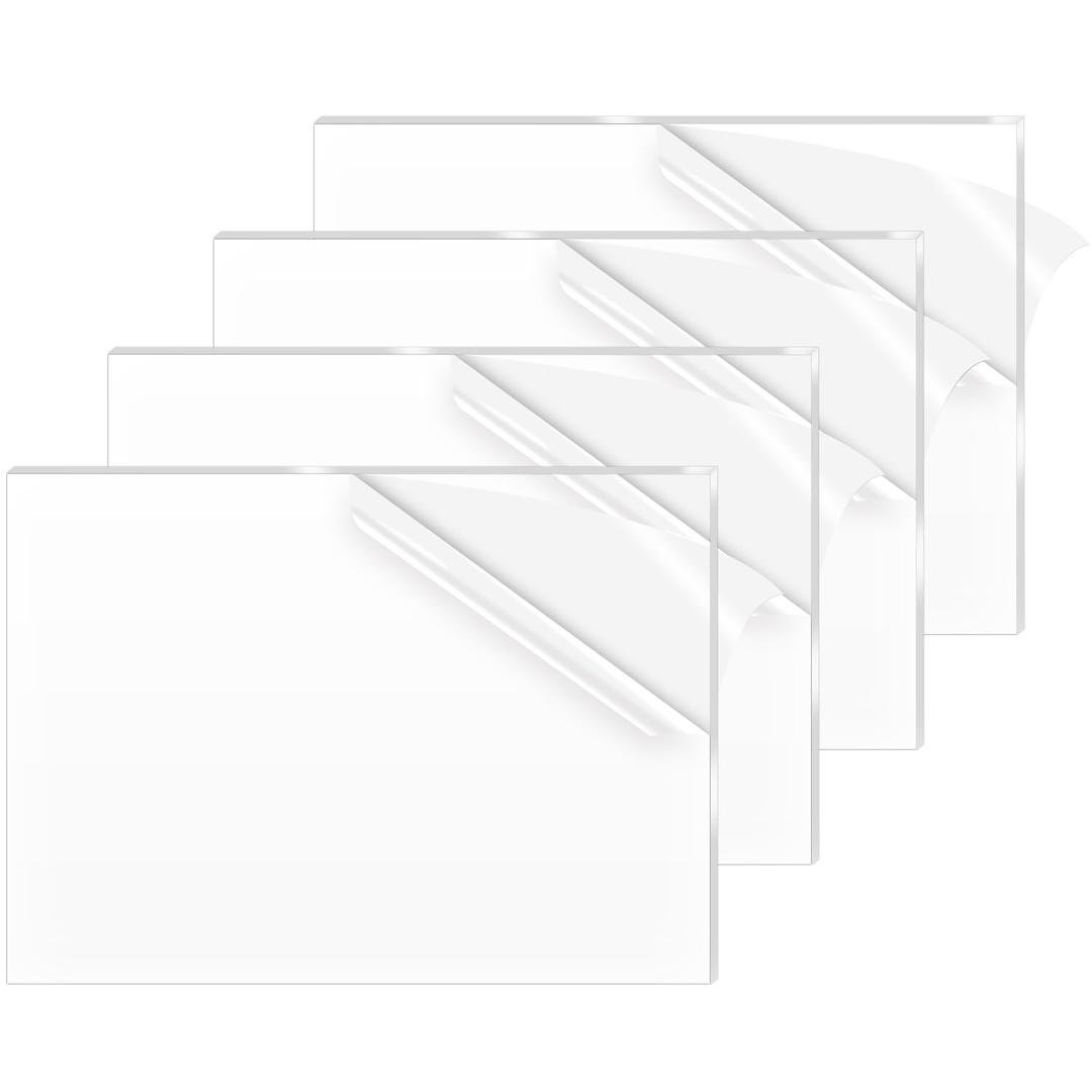 4 Pack 18x24 Inch Acrylic Sheet 1/8" Thick, Cast Acrylic Sheet, Clear Plexiglass Sheets, for Craft Projects, Display Cases, Signs, Photo Frame