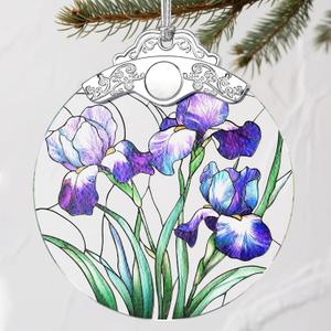 Stained Glass Iris Flowers Ornament: Christmas Decorations, Ornaments for Christmas Tree & Holiday Ornaments  Holiday Presents, Gift Exchange Ideas & Keepsake Gifts for Family, Coworkers & Friends