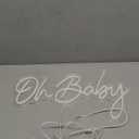 Oh Baby Neon Sign for Backdrop, Baby Shower LED Neon Lights for Wall Decor Dimmable Light Up Sign for Gender Reveal, Birthday Party Decoration, Warm White (16.9"*8.2")