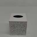 Country Chic Modern Farmhouse Tissue Box Holder, Decorative Metal Tissue Cover, Rustic Square White Style (Upright)
